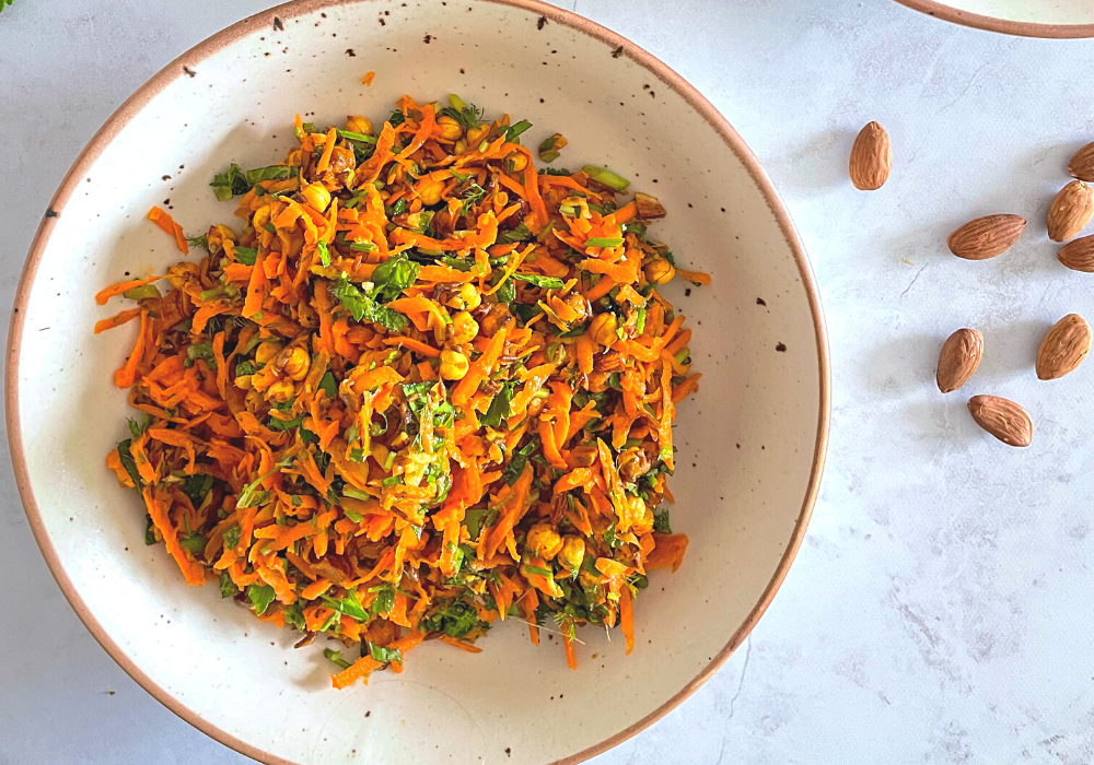 This image shows a closeup of the plant-based and gluten-free salad.